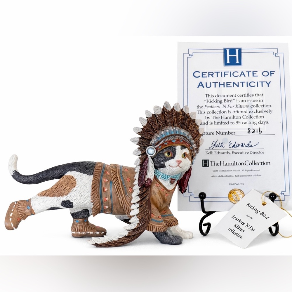Hamilton Collection ~Kicking Bird ~ Feathers N Fur Kittens Collection #8316